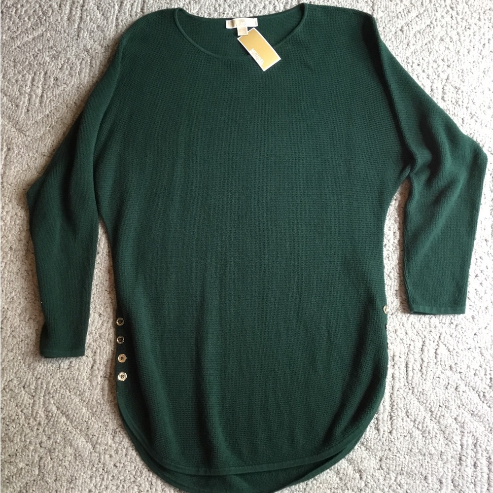 Michael Kors Green Crew Neck Sweater Timeless Design      NWT